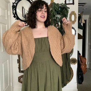 Cozy Oversized Knit Cardigan Bishop Sleeves